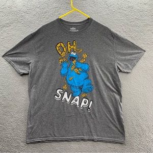 Sesame Street Cookie Monster Oh Snap Logo Licensed Adult Men Graphic T-Shirt 2XL